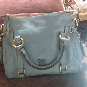 Dooney and Bourke aqua blue leather satchel